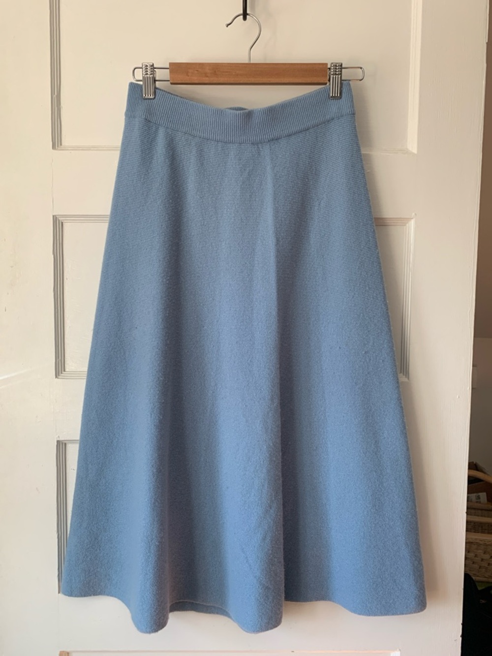 Soft Sky Blue A-Line Cashmere Skirt, Gobi